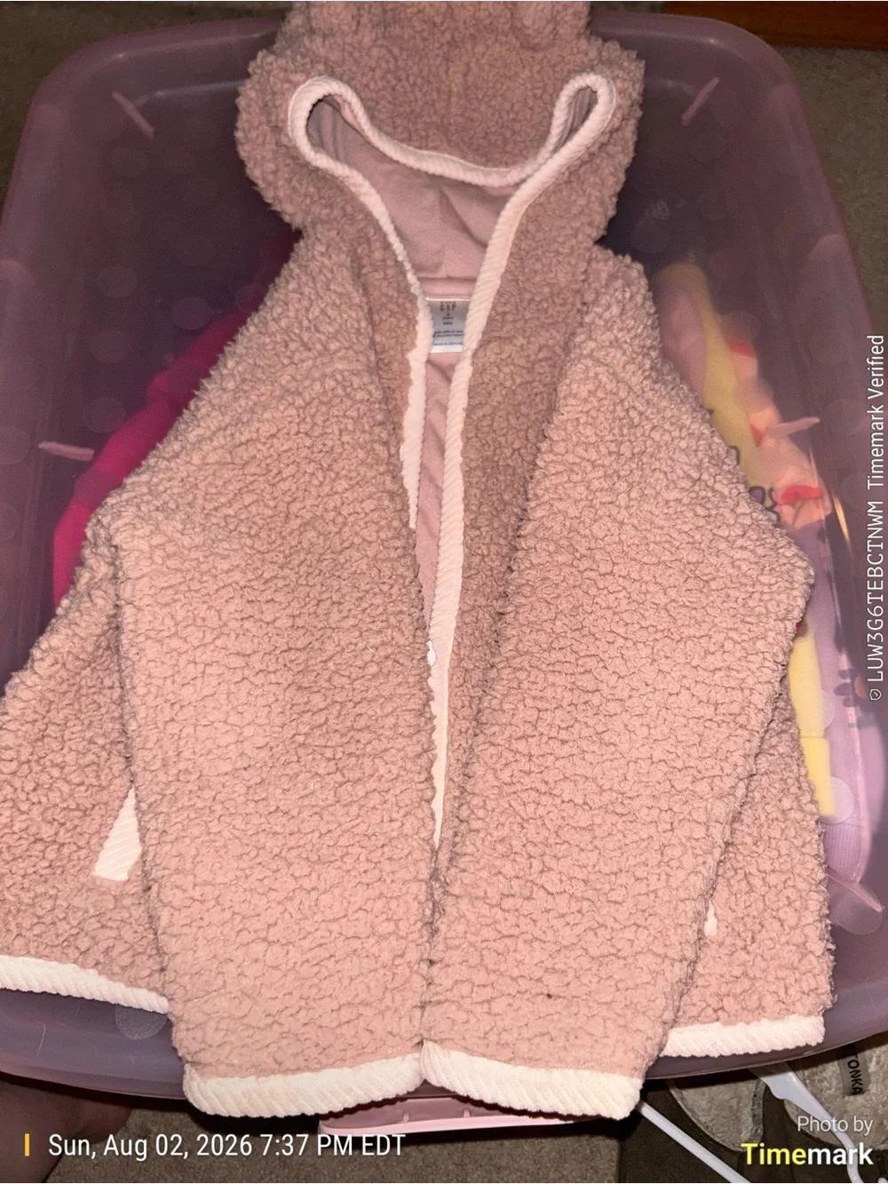 GAP Baby Sherpa Hoodie Jacket - Blush Pink